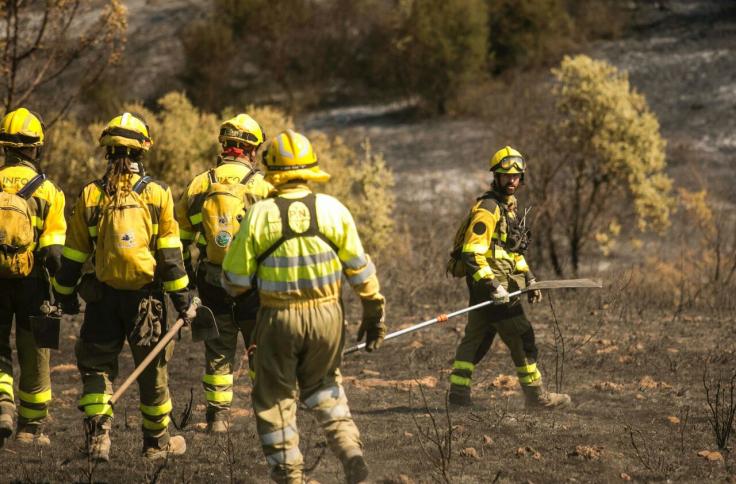 Efectivos del INFOAR en el incendio forestal de Añón de Moncayo