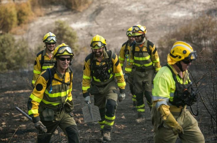 Efectivos del INFOAR en el incendio forestal de Añón de Moncayo