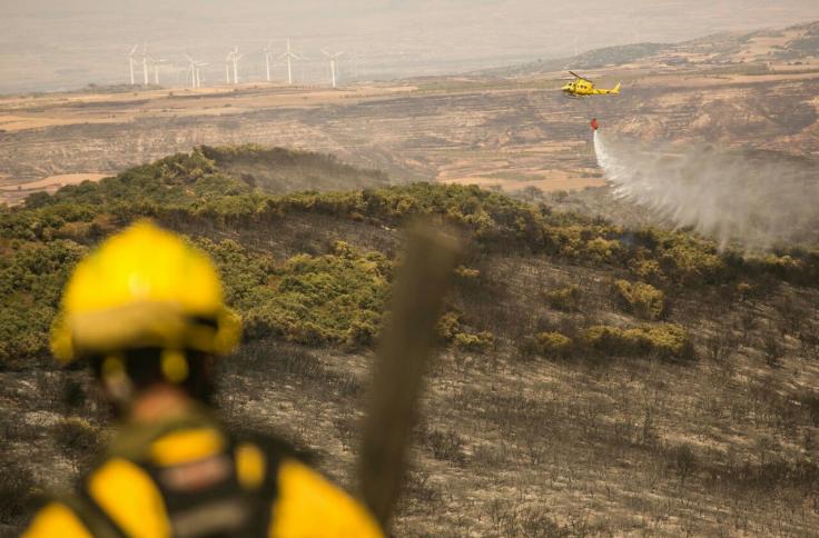 Efectivos del INFOAR en el incendio forestal de Añón de Moncayo
