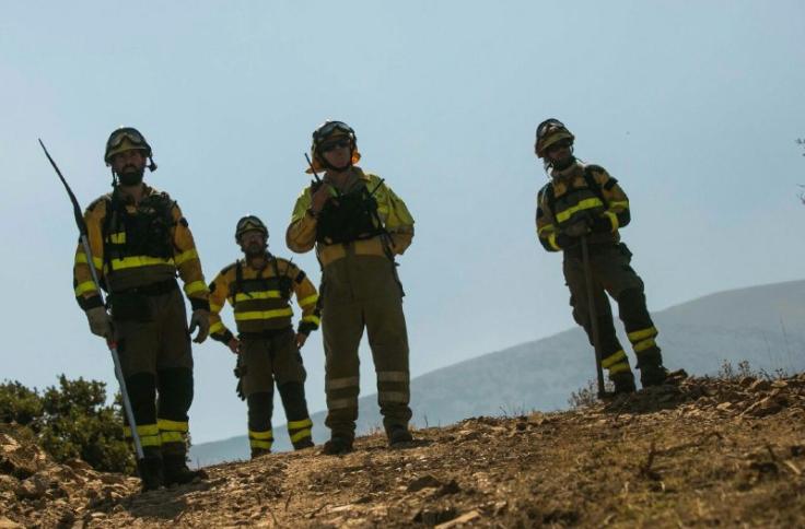 Efectivos del INFOAR en el incendio forestal de Añón de Moncayo
