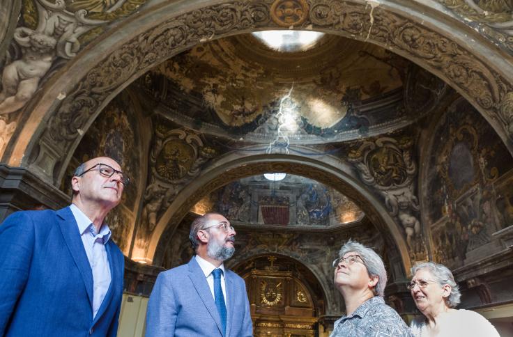 Javier Lambán visita la iglesia de la Mantería