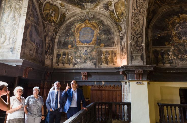 Javier Lambán visita la iglesia de la Mantería