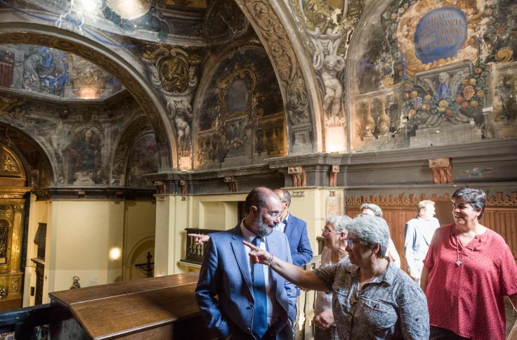 Javier Lambán visita la iglesia de la Mantería