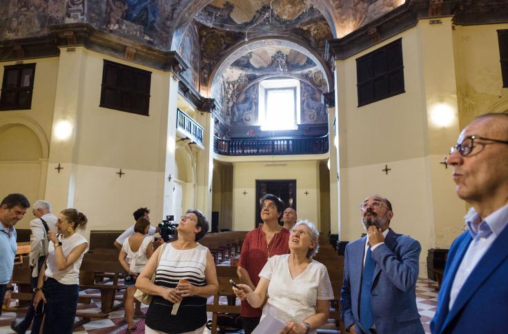 Javier Lambán visita la iglesia de la Mantería