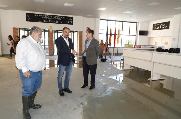 El Presidente de Aragón visita los daños ocasionados por la tormenta de julio en la Feria de Zaragoza