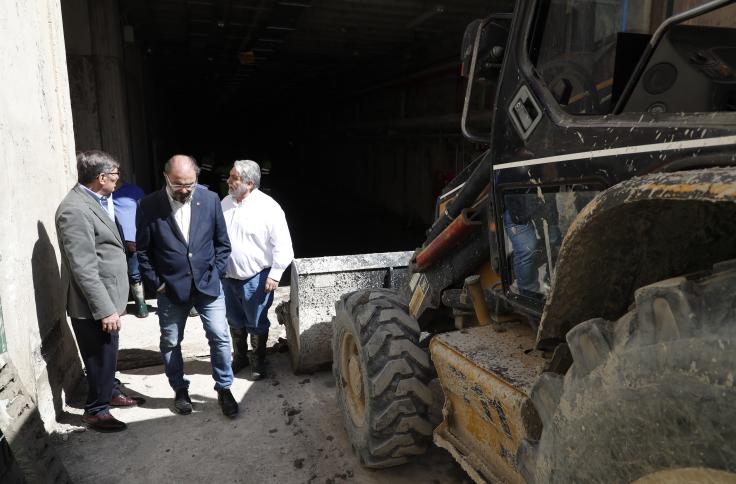 El Presidente de Aragón visita los daños ocasionados por la tormenta de julio en la Feria de Zaragoza