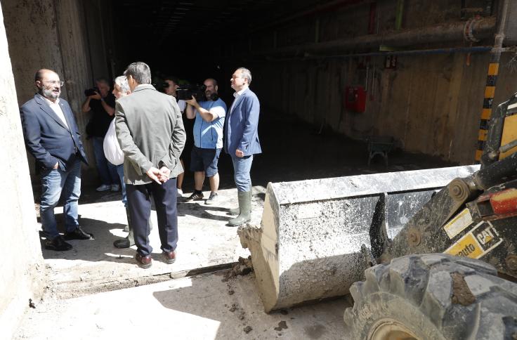 El Presidente de Aragón visita los daños ocasionados por la tormenta de julio en la Feria de Zaragoza