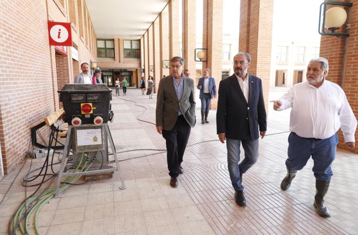 El Presidente de Aragón visita los daños ocasionados por la tormenta de julio en la Feria de Zaragoza