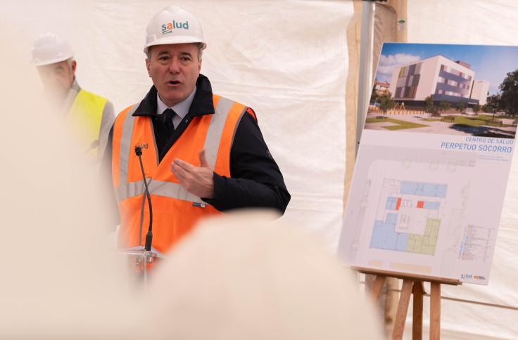 Acto de colocación de la primera piedra del nuevo centro de Salud del Perpetuo Socorro de Huesca