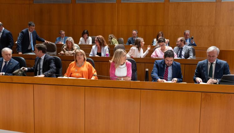 Jorge Azcón comparece a petición propia en el pleno de las Cortes de Aragón.
