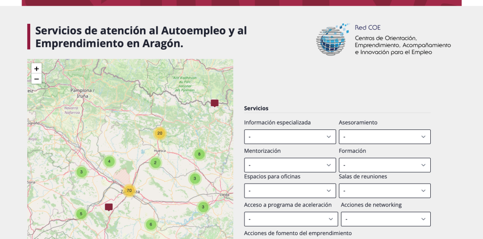 Mapa interactivo de atención al autoempleo y el emprendimiento