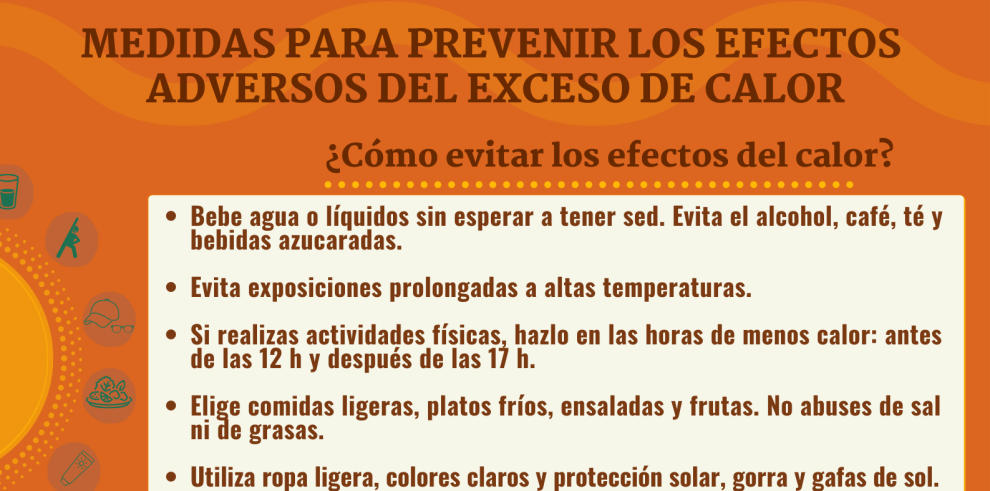 Infografía con las medidas para prevenir los efectos adversos del calor
