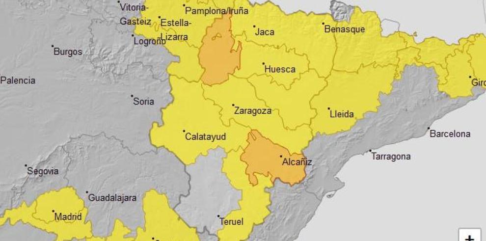 Avisos amarillo y naranja por tormentas
