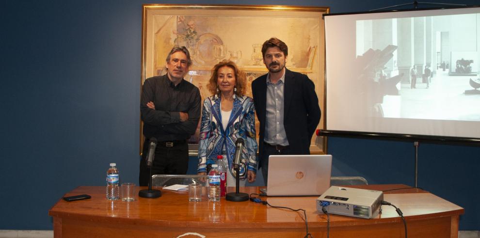 Cris Gabarrón, director del Museo Cristóbal Gabarrón; Susana Spadoni, directora Honorífica del IAACC Pablo Serrano; y Rafael Fuster, director del Museo Ramón Gaya.