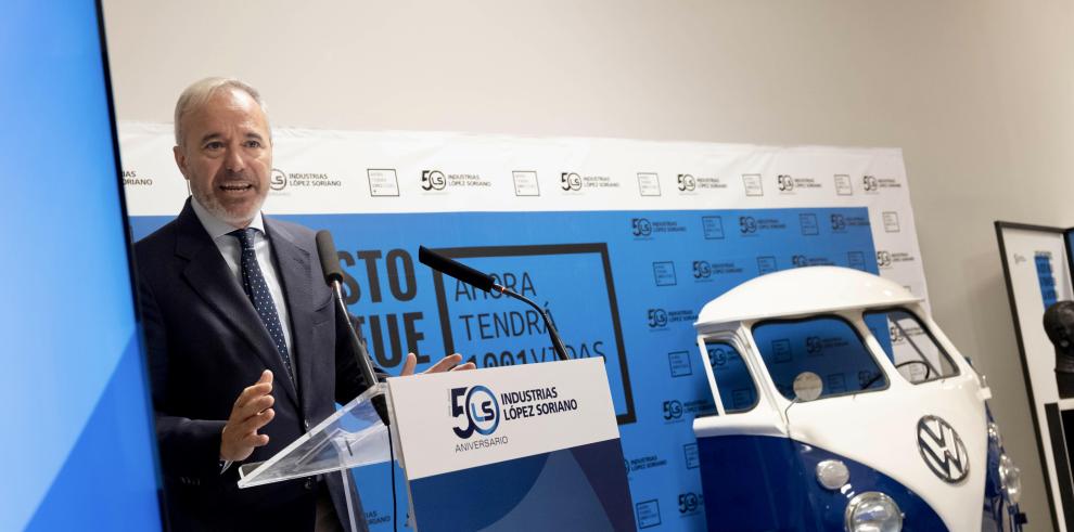Jorge Azcon en la celebración del 50º aniversario de Industrias López Soriano en la Cámara de Comercio de Zaragoza.