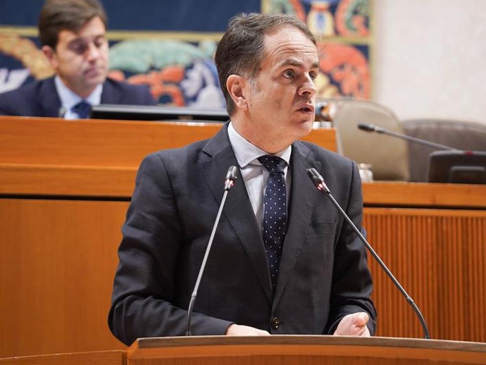 El consejero Roberto Bermúdez de Castro, compareciendo en el pleno de las Cortes.