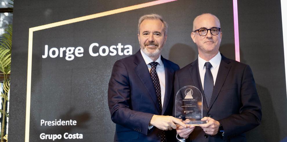 El presidente Azcón asiste a la entrega del Premio Emprendedor del Año de Aragón de EY, que recibe el empresario aragonés Jorge Costa.