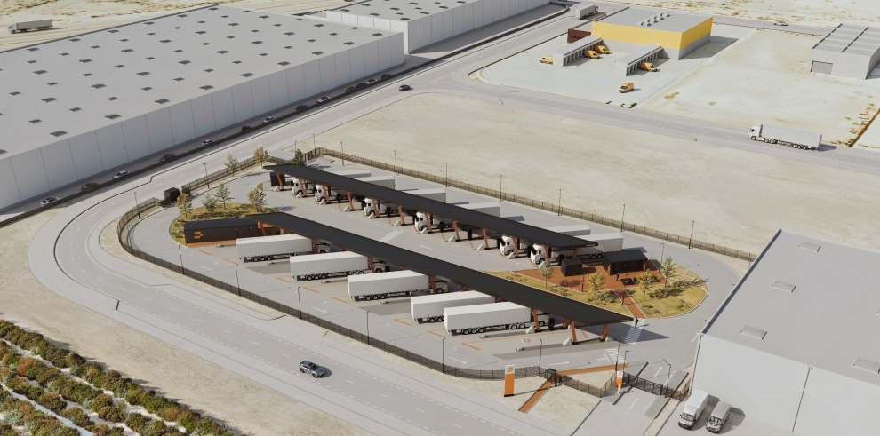 Así será el futuro centro de recarga eléctrica para camiones de Milence en Plaza.