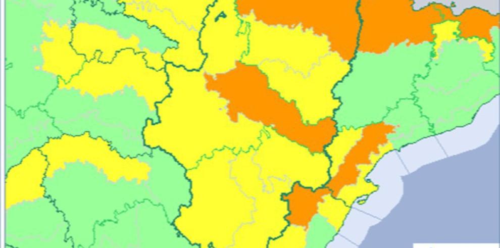 Avisos naranja y amarillo por viento en todo Aragón