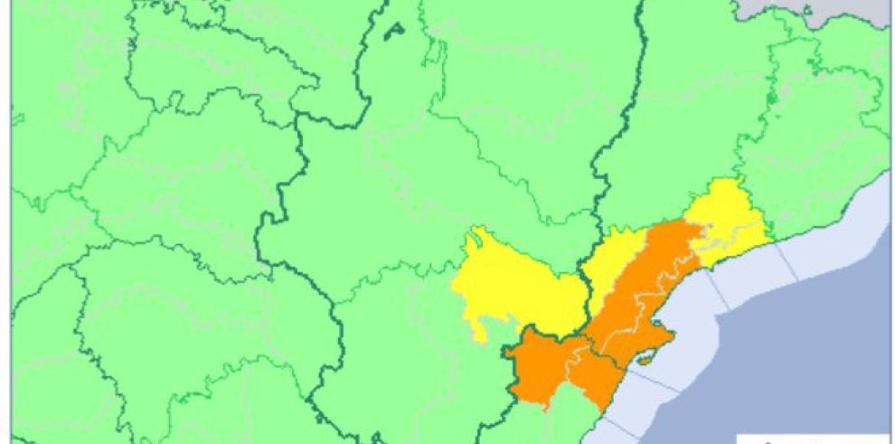 Ampliado aviso amarillo por lluvias en Bajo Aragón