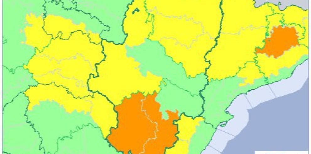 Aviso naranja por tormentas y amarillo por lluvias