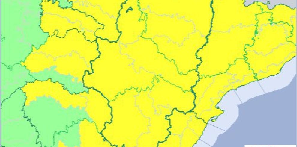 Aviso amarillo por lluvias y tormentas en todo Aragón 