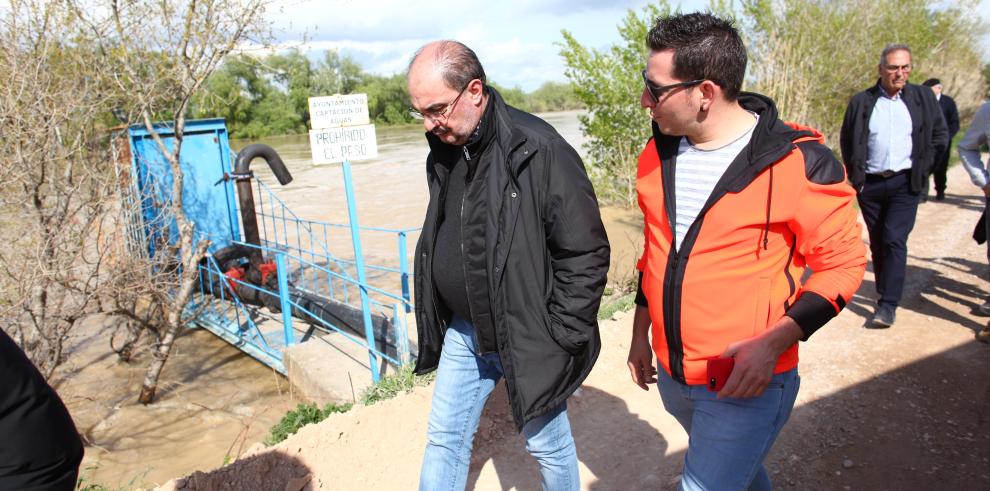 El Presidente de Aragón visita la Ribera Baja del Ebro donde todos los recursos ya están en marcha para proteger urbanos, bienes materiales y cultivos