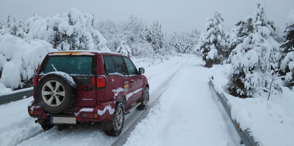 El Parque Natural del Moncayo cerrado por las nevadas caídas en las últimas horas