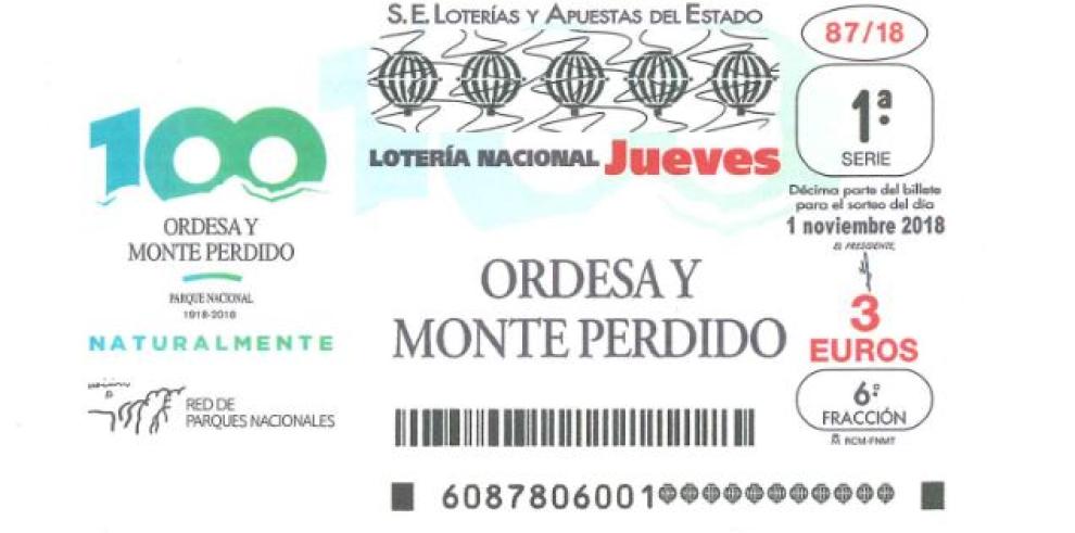 El décimo de Lotería Nacional del 1 de noviembre estará dedicado al Centenario del Parque Nacional de Ordesa y Monte Perdido