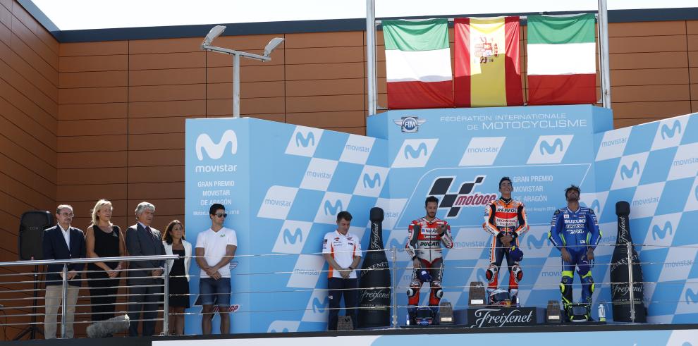 Lambán subraya la pujuanza y buena salud del Gran Premio del mundial de Moto GP en Alcañiz en su novena edición, ganada por Marc Márquez