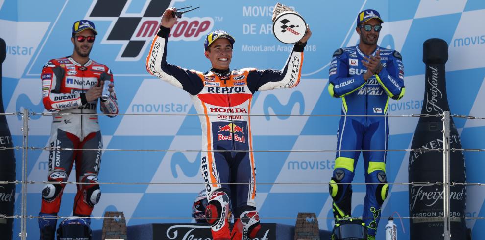 Lambán subraya la pujuanza y buena salud del Gran Premio del mundial de Moto GP en Alcañiz en su novena edición, ganada por Marc Márquez