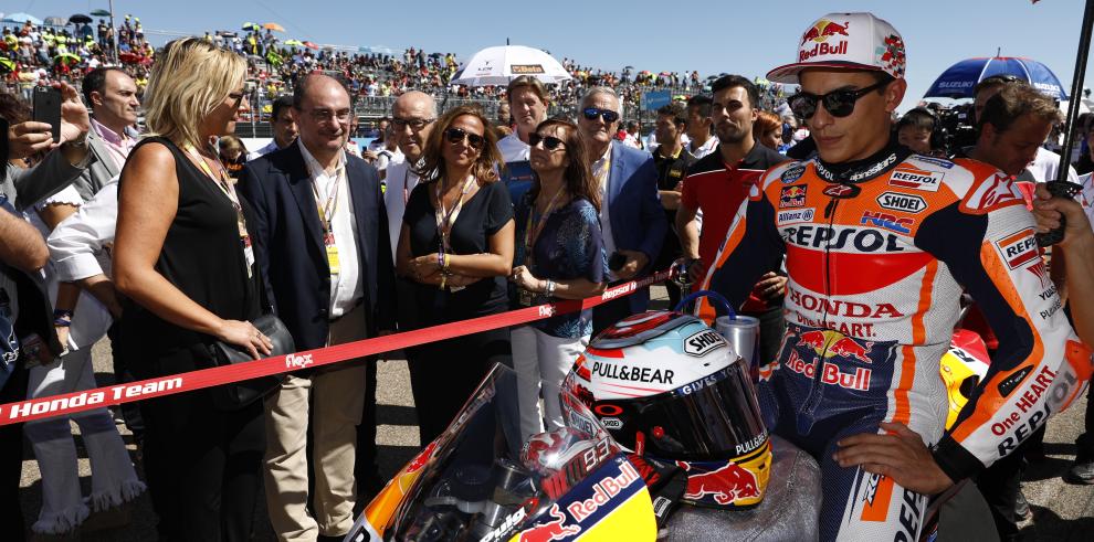 Lambán subraya la pujuanza y buena salud del Gran Premio del mundial de Moto GP en Alcañiz en su novena edición, ganada por Marc Márquez