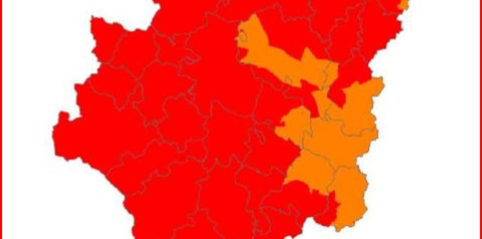 Prealerta roja por riesgo de  incendios forestales en buena parte de Aragón