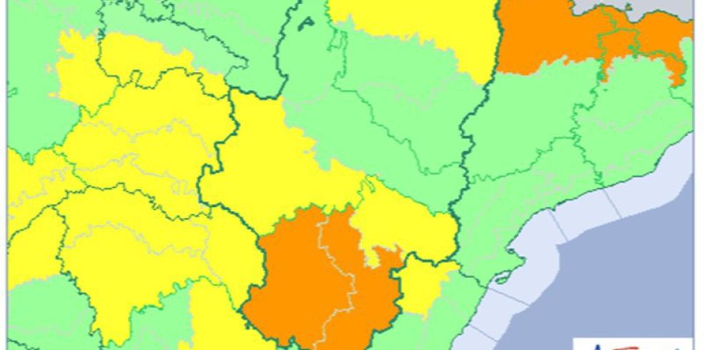 Actualización de los avisos por nieve y lluvias en Aragón