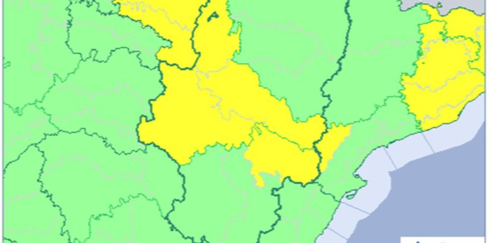 Actualización de los avisos por nieve y lluvias en Aragón