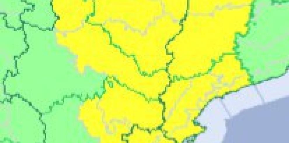 Ampliación de aviso amarillo por lluvias y tormentas en varias zonas de Aragón