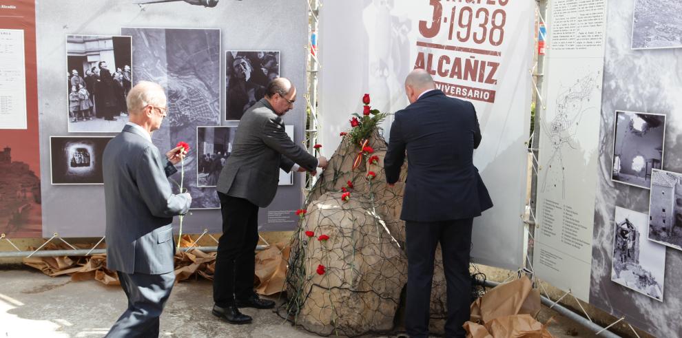 Lambán defiende el espíritu de reparación, verdad y justicia de la Ley de Memoria Democrática en el 80 aniversario del bombardeo de Alcañiz