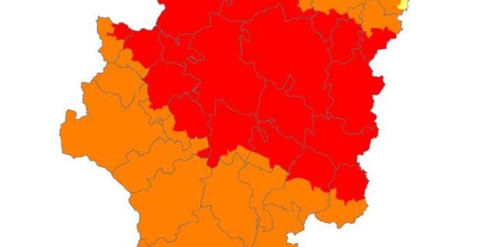 Prealerta roja por riesgo de incendios forestales en la parte central de Aragón