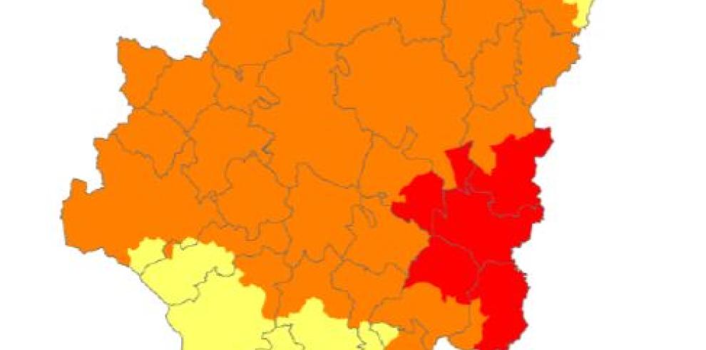 Prealerta roja de incendios en depresión del Jalón, Moncayo y Aranda, Prepirineo Occidental y Somontano Occidental