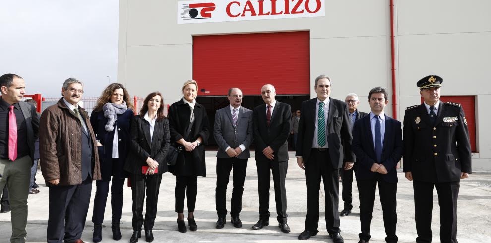 Lambán inaugura la ampliación de las instalaciones de Transportes Callizo que abre una nueva planta en la Plataforma Logística PLHUS de Huesca