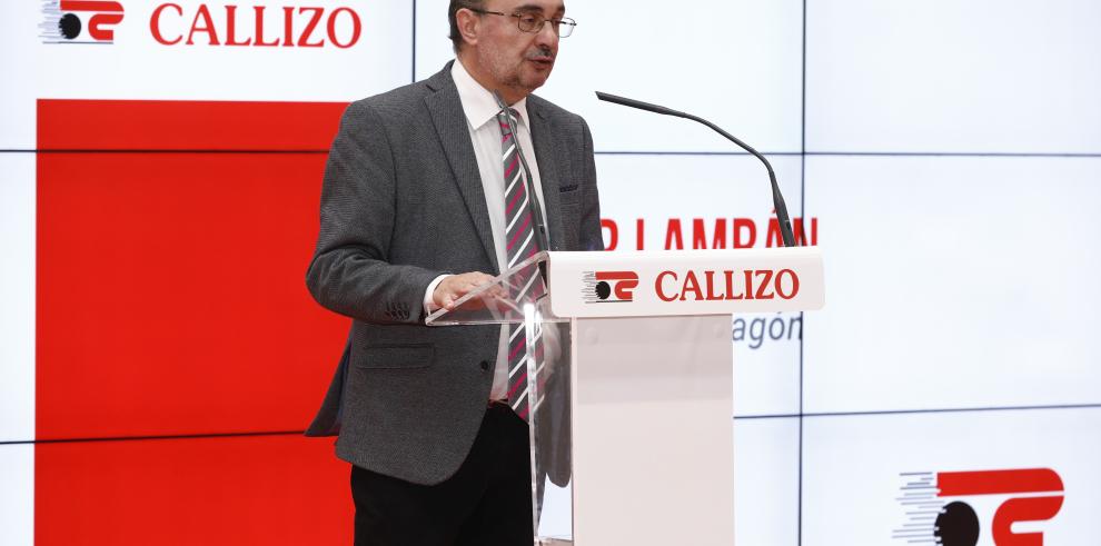 Lambán inaugura la ampliación de las instalaciones de Transportes Callizo que abre una nueva planta en la Plataforma Logística PLHUS de Huesca