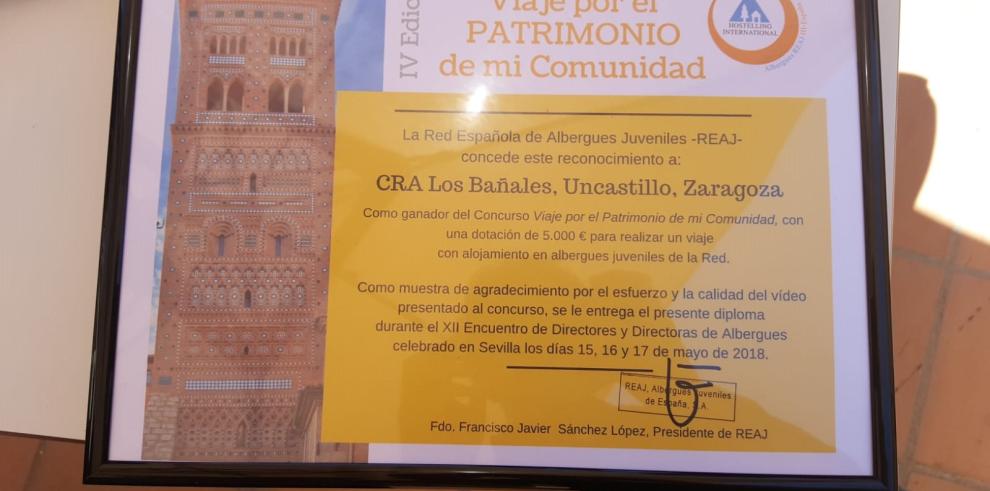 El CRA Los Bañales y la Posada del Comendador, premiados por la Red Española de Albergues Juveniles (REAJ)