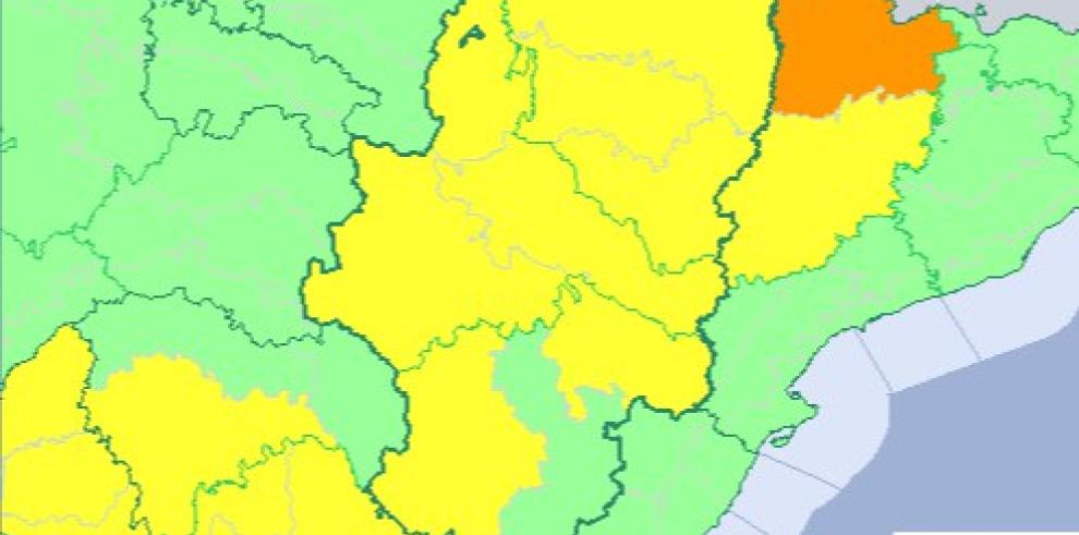 Aviso amarillo por temperaturas máximas en buena parte de Aragón