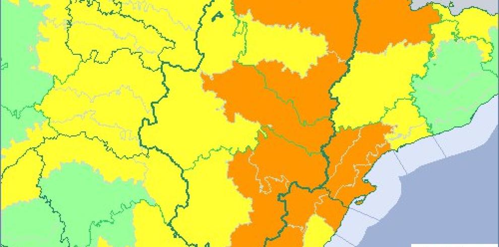 Avisos naranja y amarillo por vientos en todo Aragón