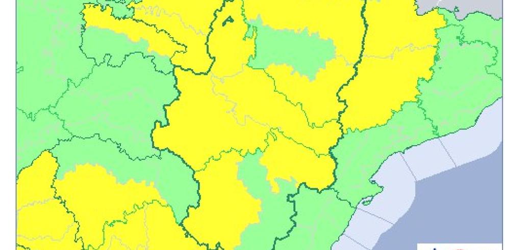 Aviso amarillo por temperaturas máximas en la mayor parte de Aragón