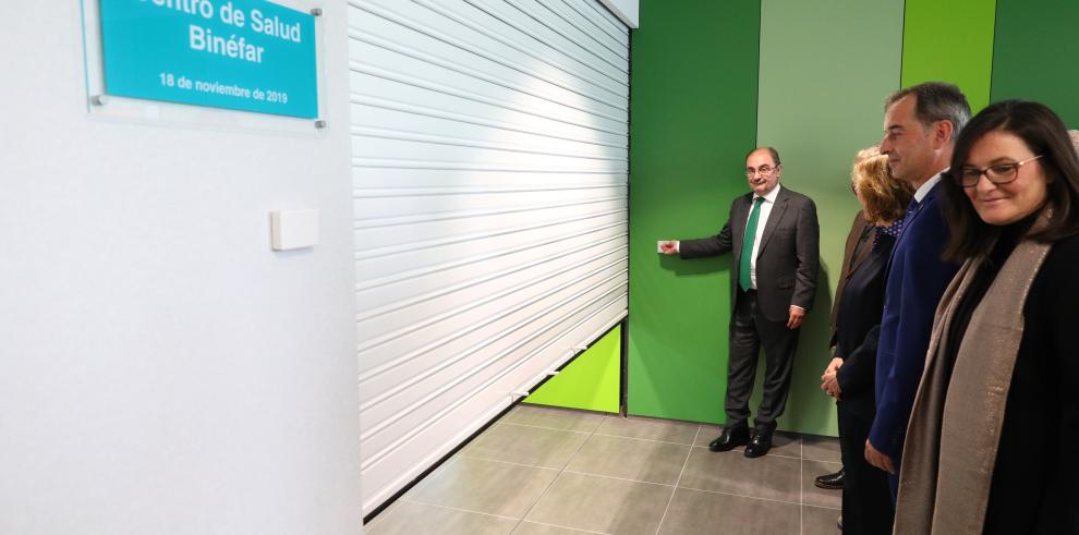 El presidente de Aragón inaugura el nuevo centro de salud de Binéfar que triplica el espacio y recoge mejoras asistenciales ante el notable crecimiento de la población en la Litera