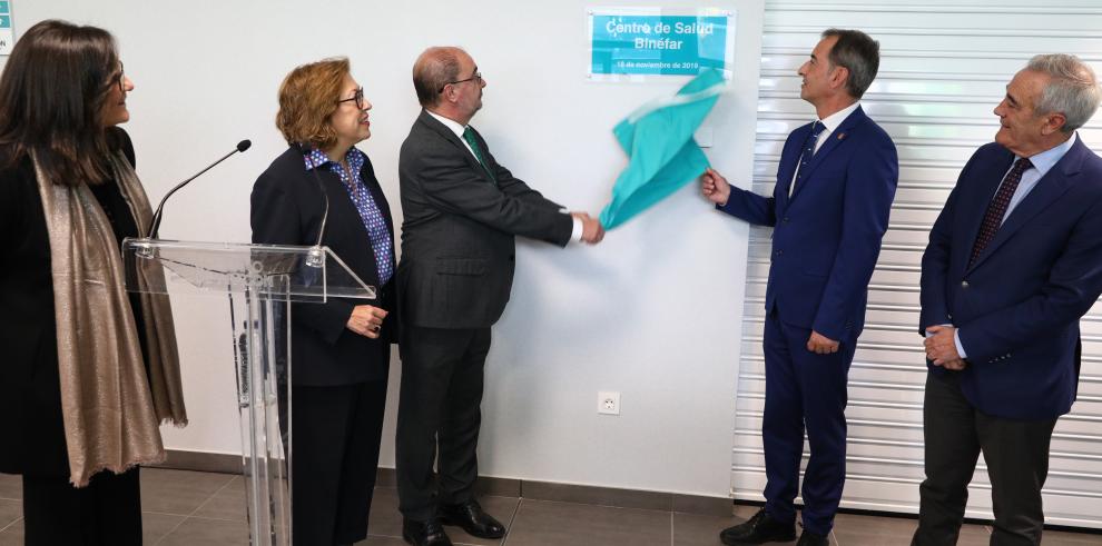 El presidente de Aragón inaugura el nuevo centro de salud de Binéfar que triplica el espacio y recoge mejoras asistenciales ante el notable crecimiento de la población en la Litera