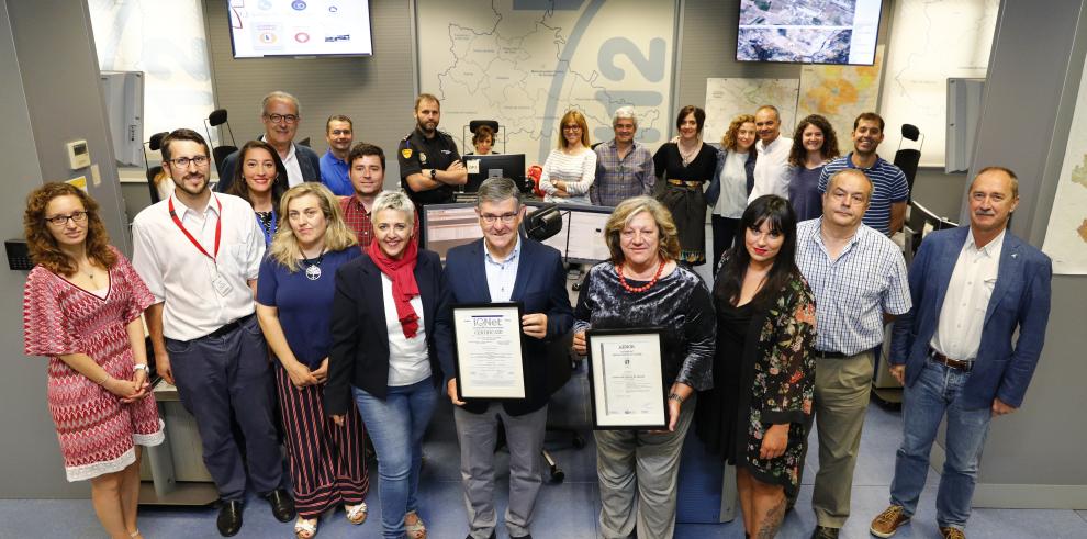 El Centro de Emergencias 112 SOS Aragón obtiene el certificado de AENOR que garantiza la calidad del servicio