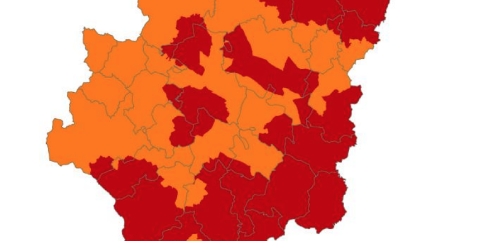 Persisten las alertas roja y naranja por riesgo de incendios forestales en casi todo Aragón