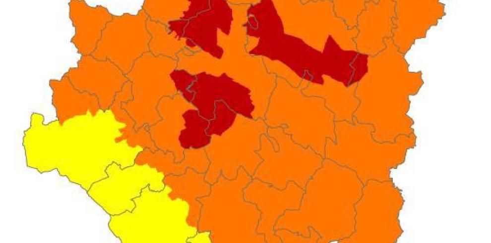 Alerta roja de peligro de incendios forestales en Muelas de Alcubierre, Valmadrid y Zuera y naranja en la mayor parte de la comunidad